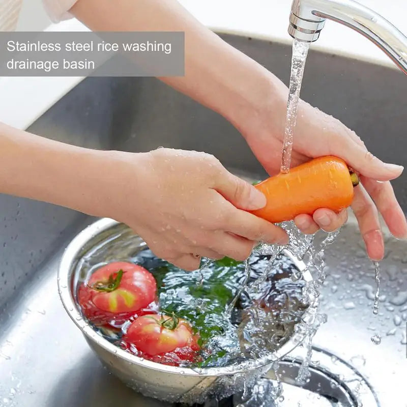 Modern rice washing bowl with built-in strainer for easy draining