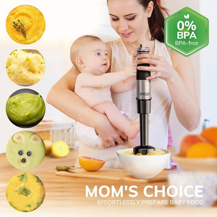 Handheld blender in action blending vegetables and fruits