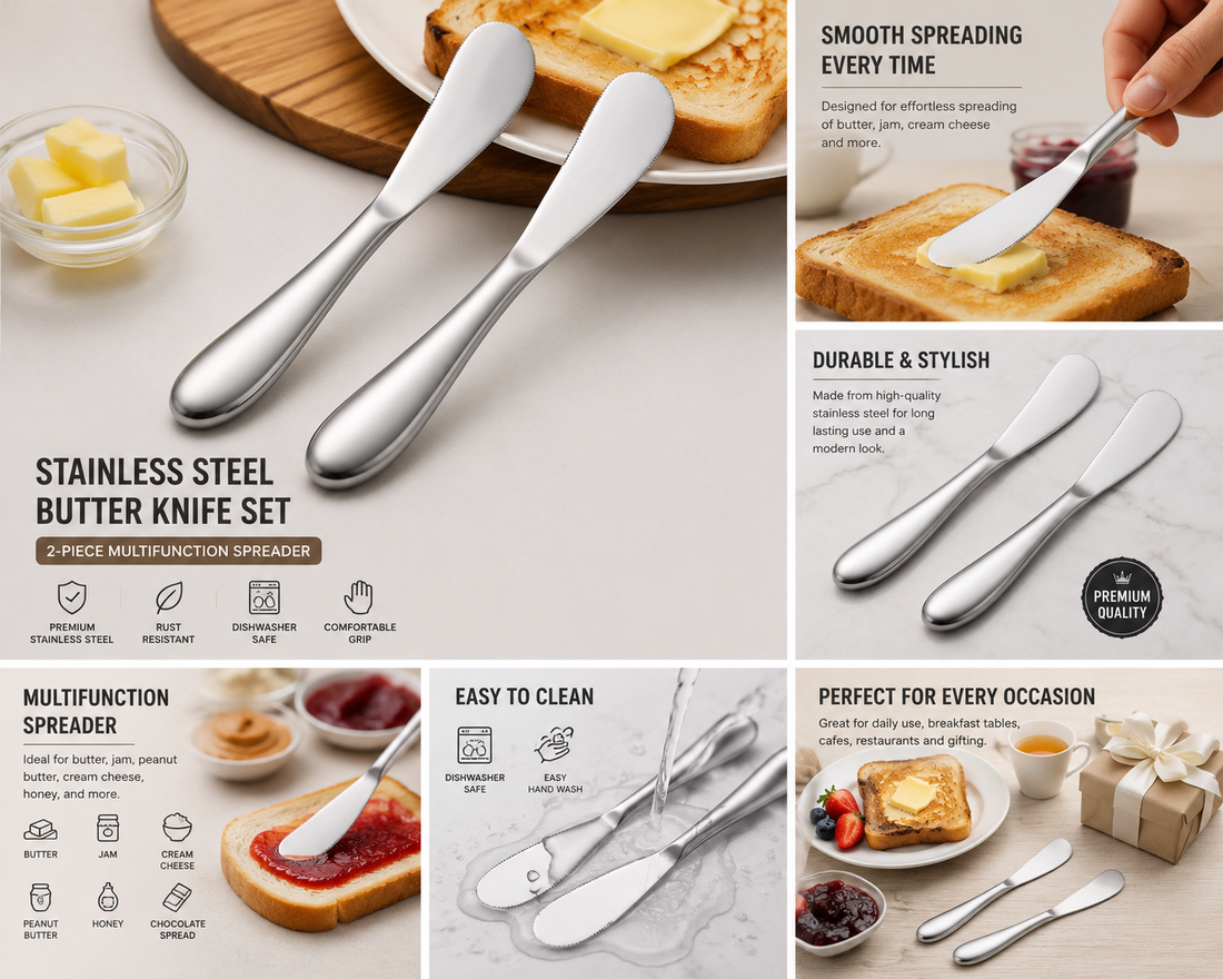 Stainless steel butter spreader set