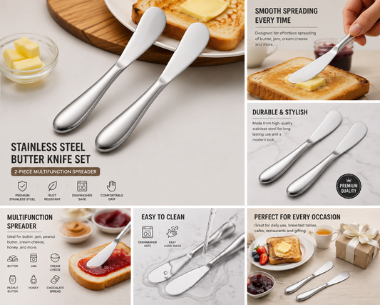 Stainless steel butter spreader set