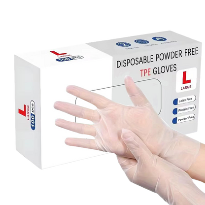 100PCS Disposable TPE Gloves – Waterproof & Oil-Proof Multipurpose Use