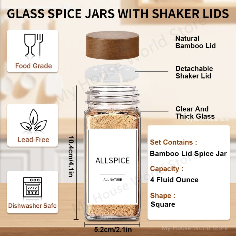Minimalist spice jar set for kitchen organization and storage