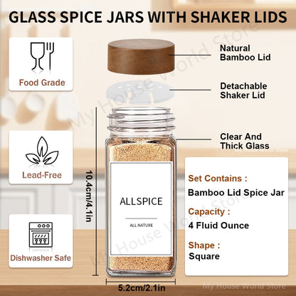 Minimalist spice jar set for kitchen organization and storage