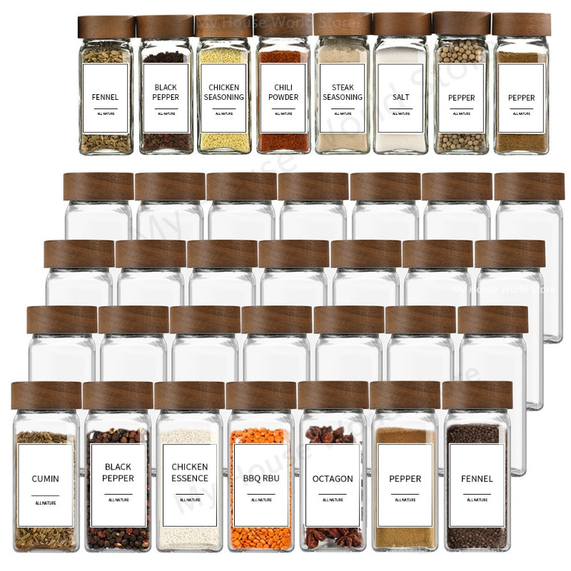 Airtight 4oz spice storage containers with natural bamboo lids