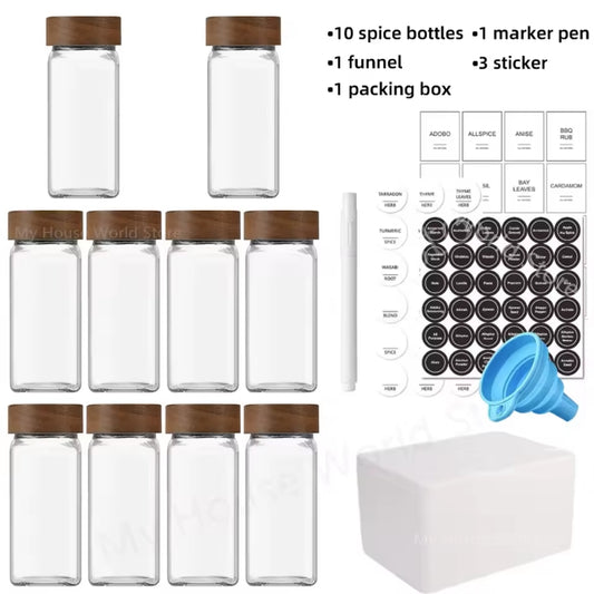 Eco friendly spice jars with bamboo lids and airtight seal