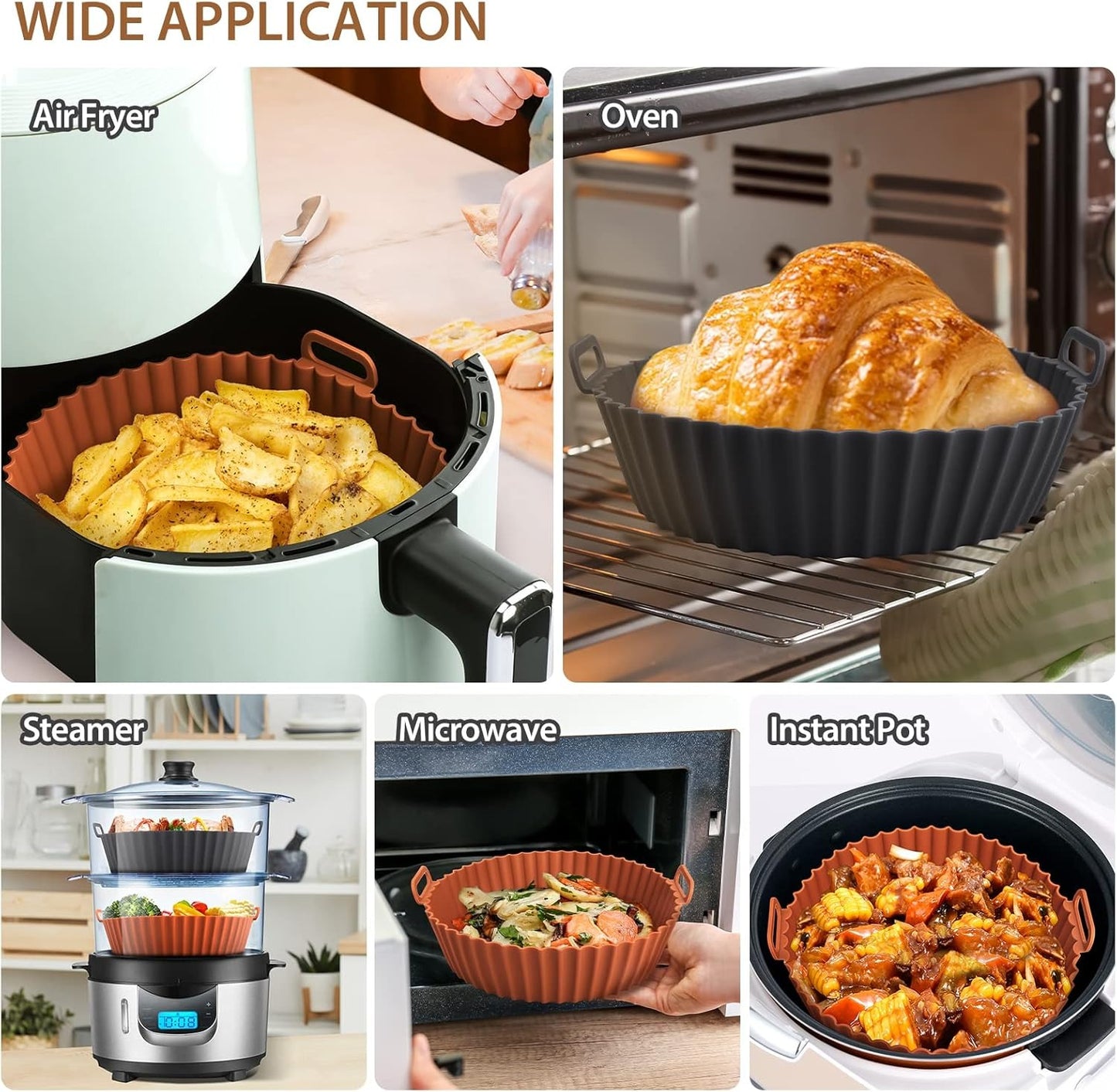 Heat resistant silicone basket for air fryer cooking accessories