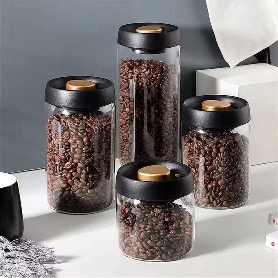 durable glass storage container for whole coffee beans”