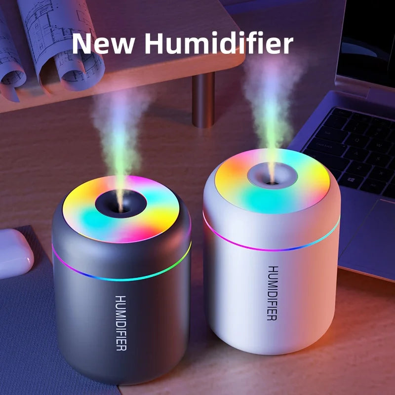 ultrasonic mini humidifier releasing cool mist with LED lighting”