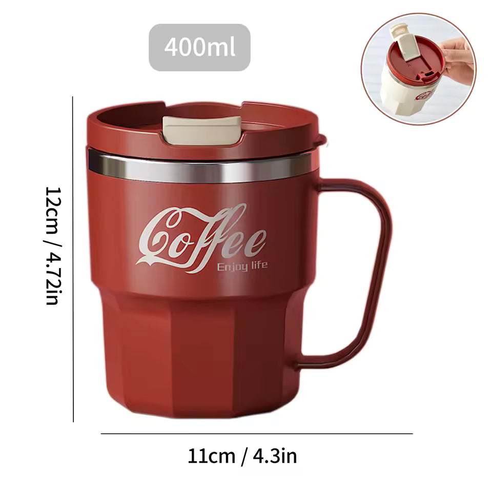 Tea Cups mug ,304 Stainless Steel Double Wall Insulated Coffee Cup with Handle ,Portable Travel Mug for Students