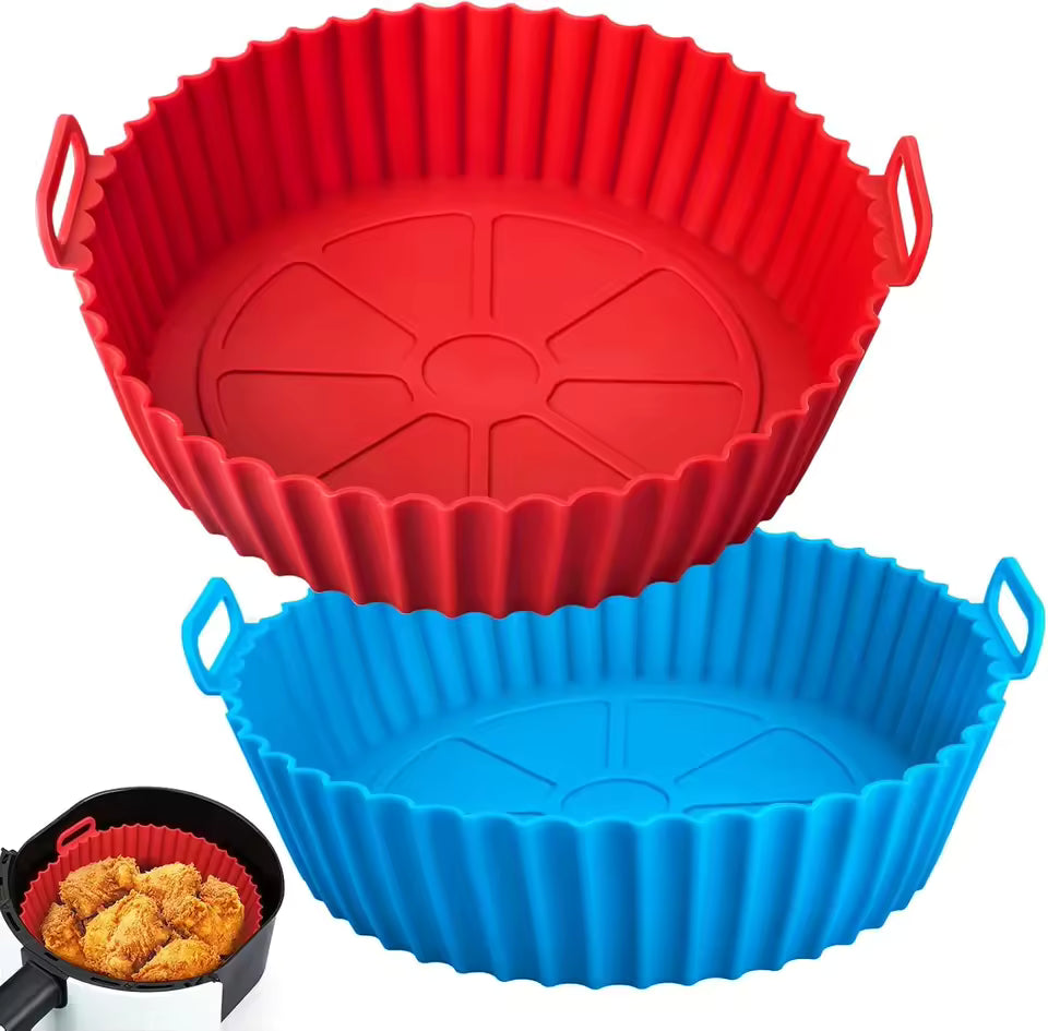 Non stick silicone air fryer basket for crispy food cooking