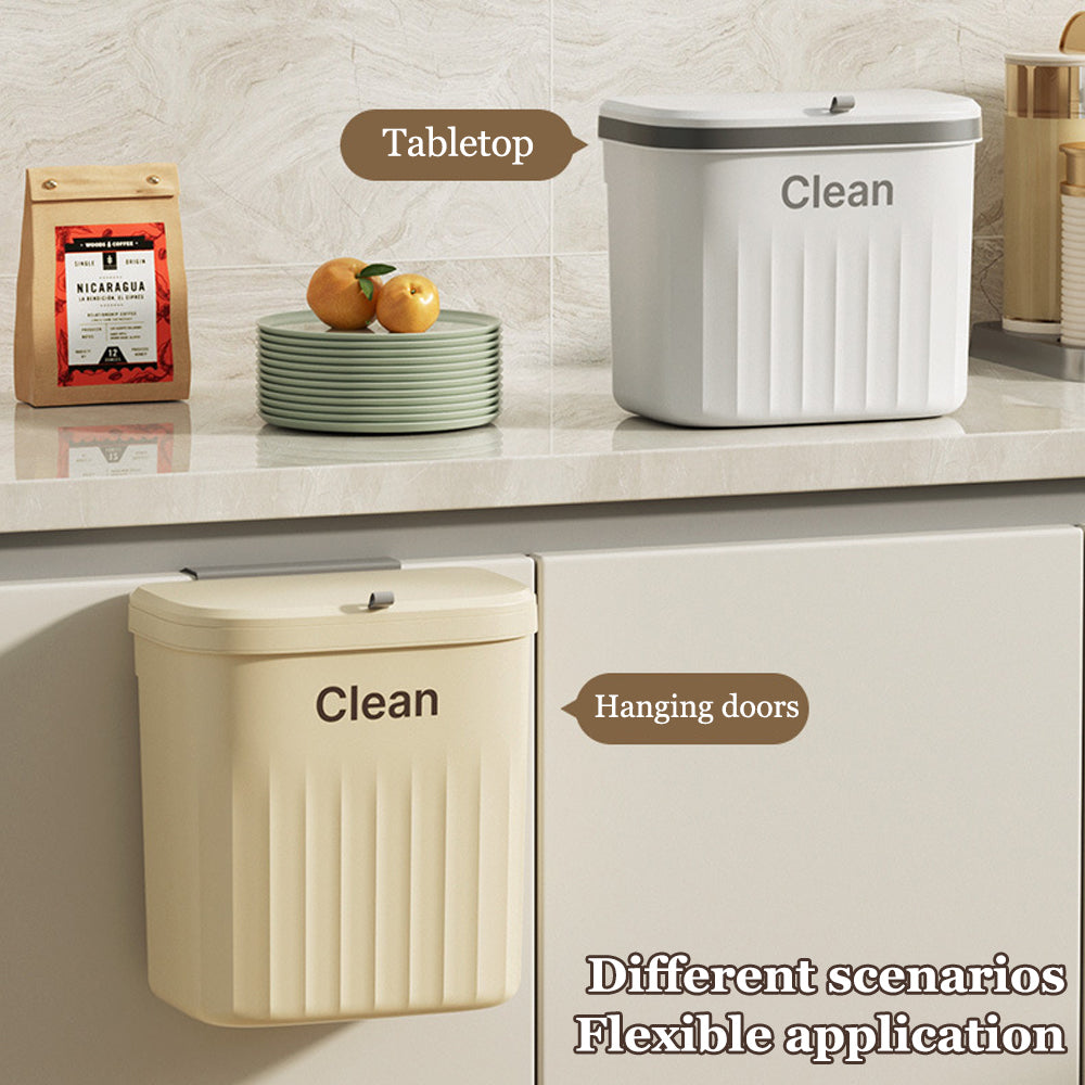 Wall mounted kitchen trash can with no drill installation