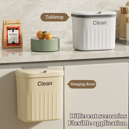 Wall mounted kitchen trash can with no drill installation