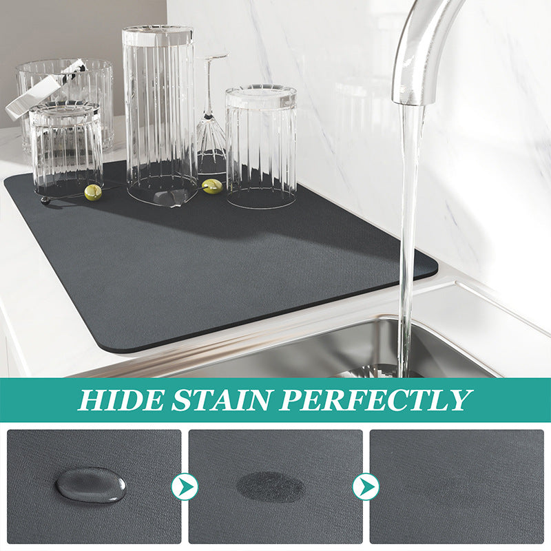 Kitchen Absorbent Mat with Anti-Slip Base – Fast Dry Dish Drainer for Sink, Coffee & Bathroom