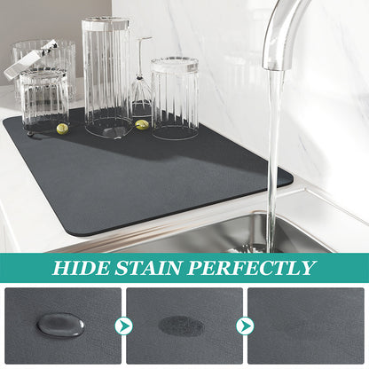 Kitchen Absorbent Mat with Anti-Slip Base – Fast Dry Dish Drainer for Sink, Coffee & Bathroom