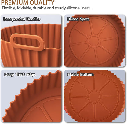 Reusable silicone air fryer liner with handles easy to clean
