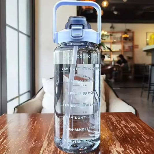 Outdoor fitness water bottle with straw lid