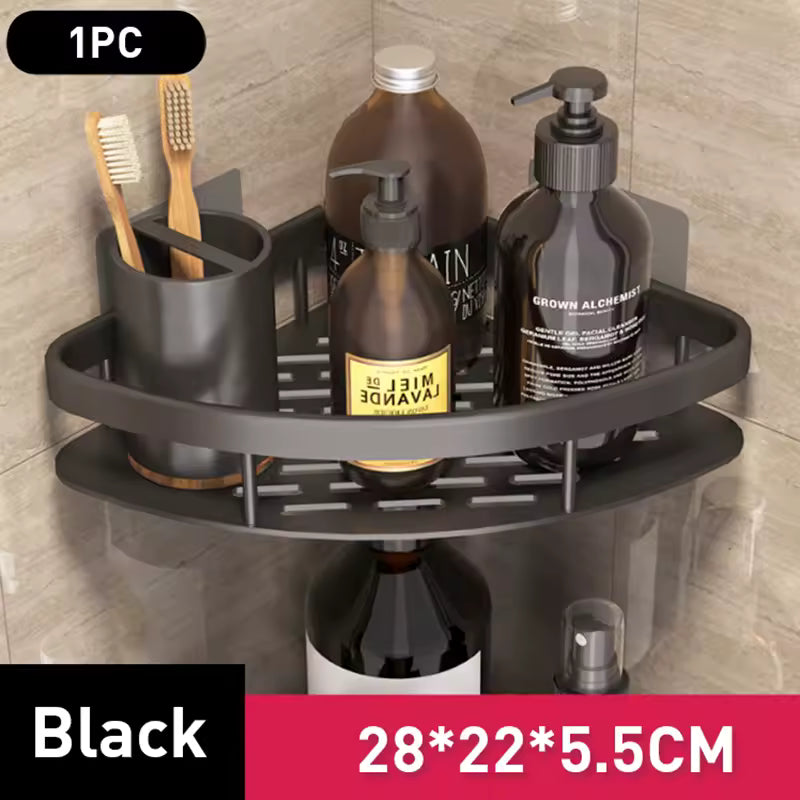 Organize your bathroom or kitchen with a punch-free wall shelf. Easy to install, waterproof, and perfect for shampoo, toiletries, and more.”