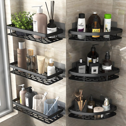 bathroom wall shelf organizer for shower and towel arrangement”