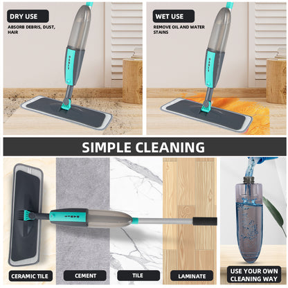 Magic Spray Mop 360° Rotation ,Microfiber Floor Cleaning Broom for Home