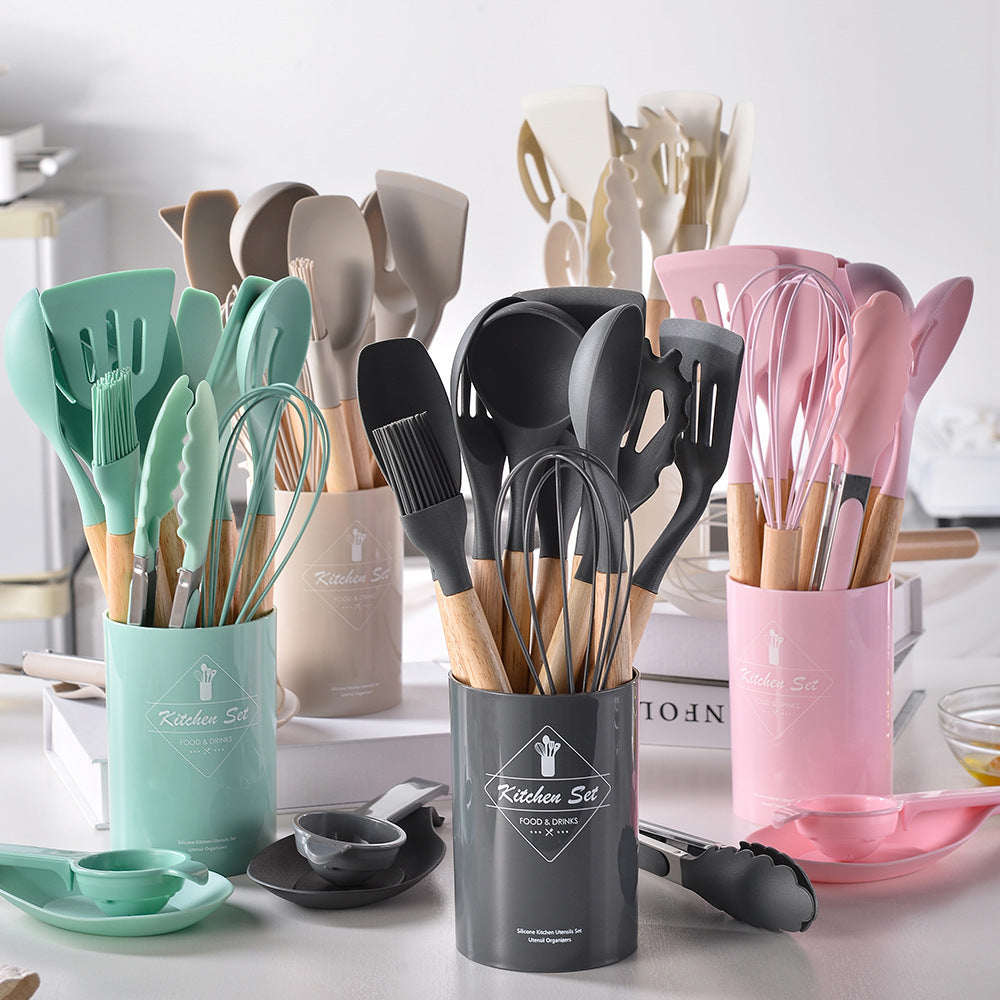 silicone kitchen utensils set spatula shovel egg beater