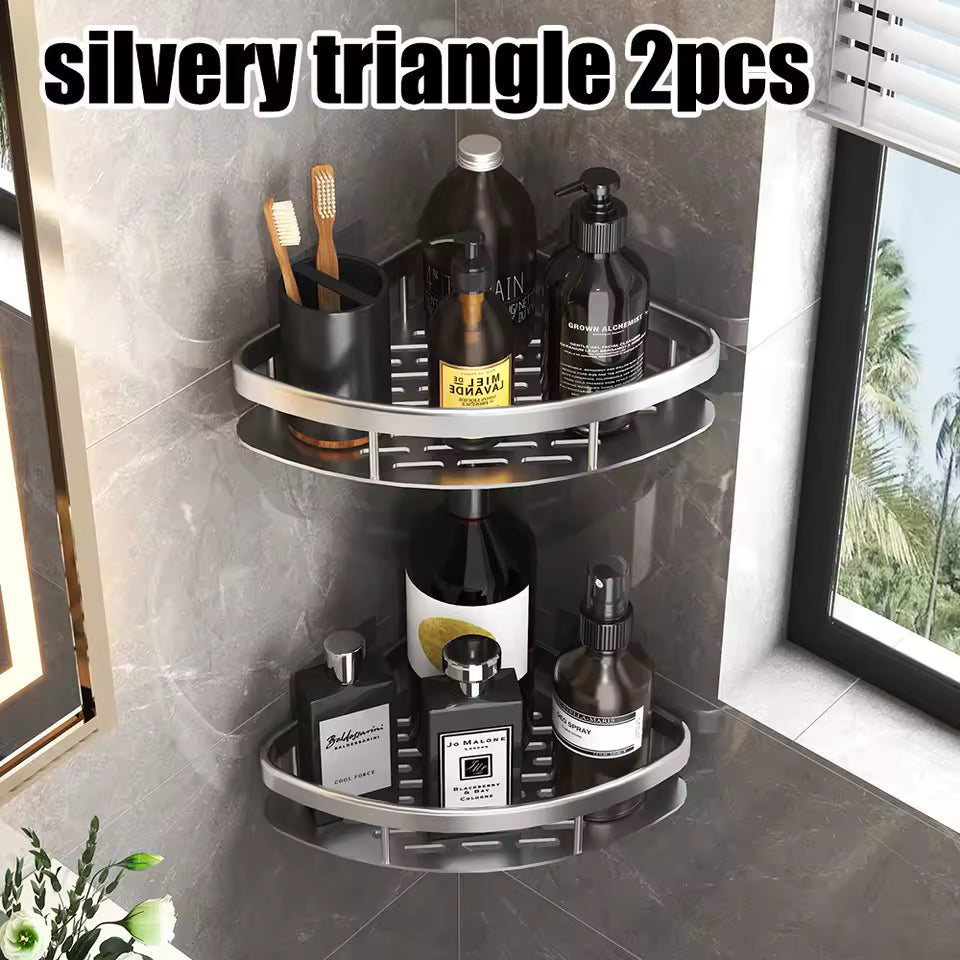 Bathroom Wall Mounted Shower Shelf – No Drill Shampoo Rack & Towel Storage Organizer