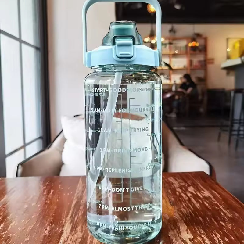 Stylish gym water bottle with time marker design