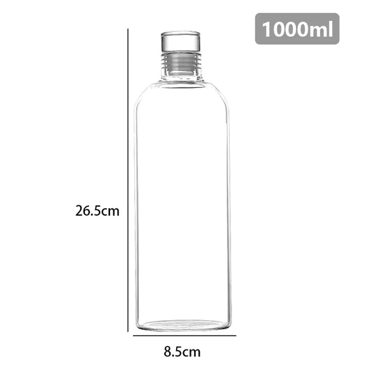 Glass water bottle -glass bottle for office, home, and travel , 300/500/1000ml Large Capacity