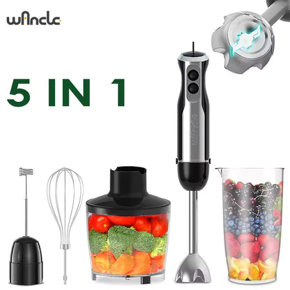 Wancle stick blender blending soup in pot