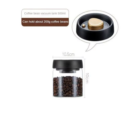 vacuum sealed glass jar for storing coffee beans and keeping aroma fresh”