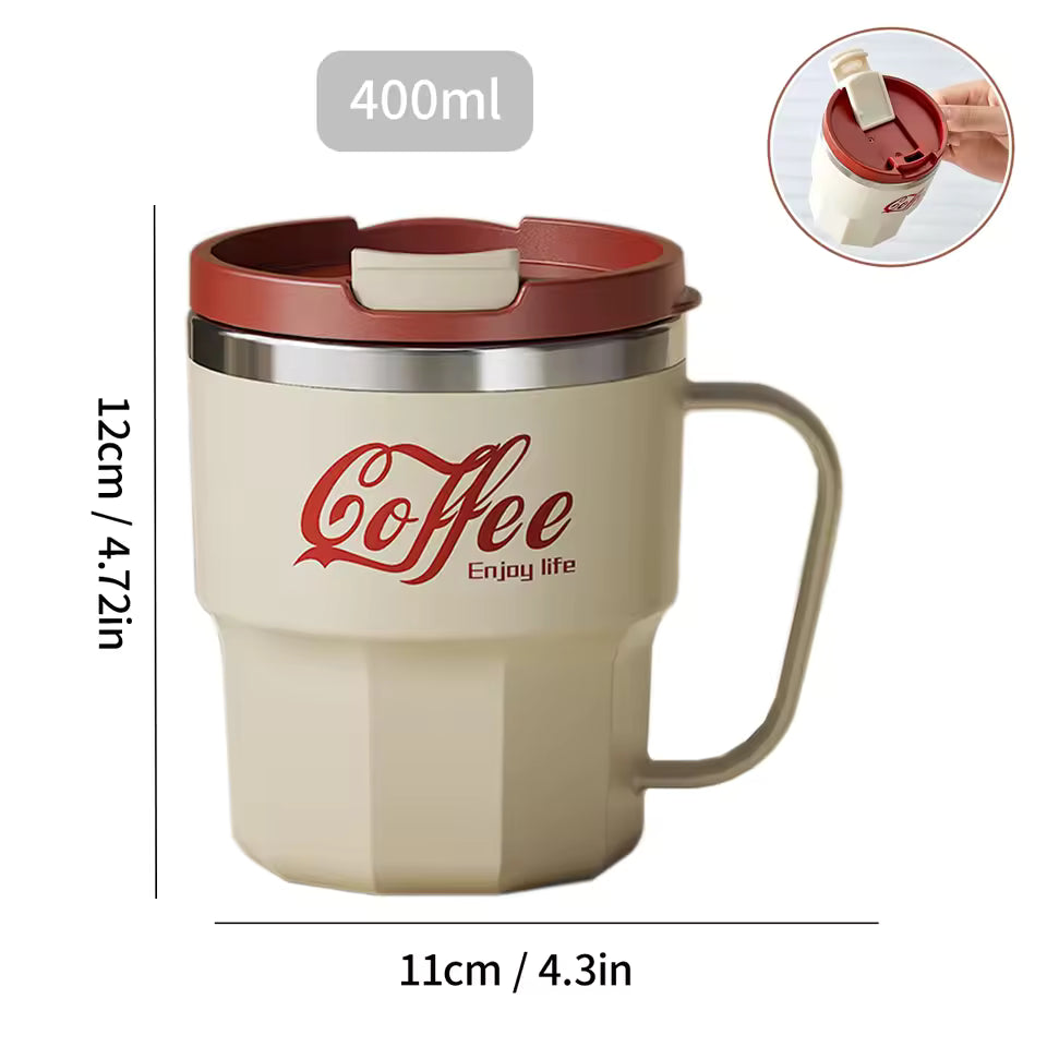 Tea Cups mug ,304 Stainless Steel Double Wall Insulated Coffee Cup with Handle ,Portable Travel Mug for Students