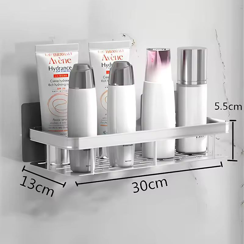 Punch-Free Wall Mounted Bathroom Shelf No Drill Shower Shelf Kitchen Storage Organizer Shampoo Holder Makeup Rack