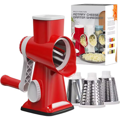 3-in-1 Rotary Cheese Grater & Vegetable Slicer | Manual Nut & Peanut Grinder Kitchen Tool