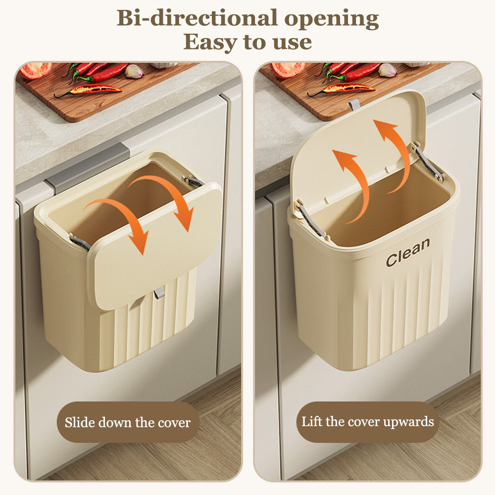 8.5L / 12L Hanging Trash Can – Wall Mounted Kitchen Cabinet Bin with Lid