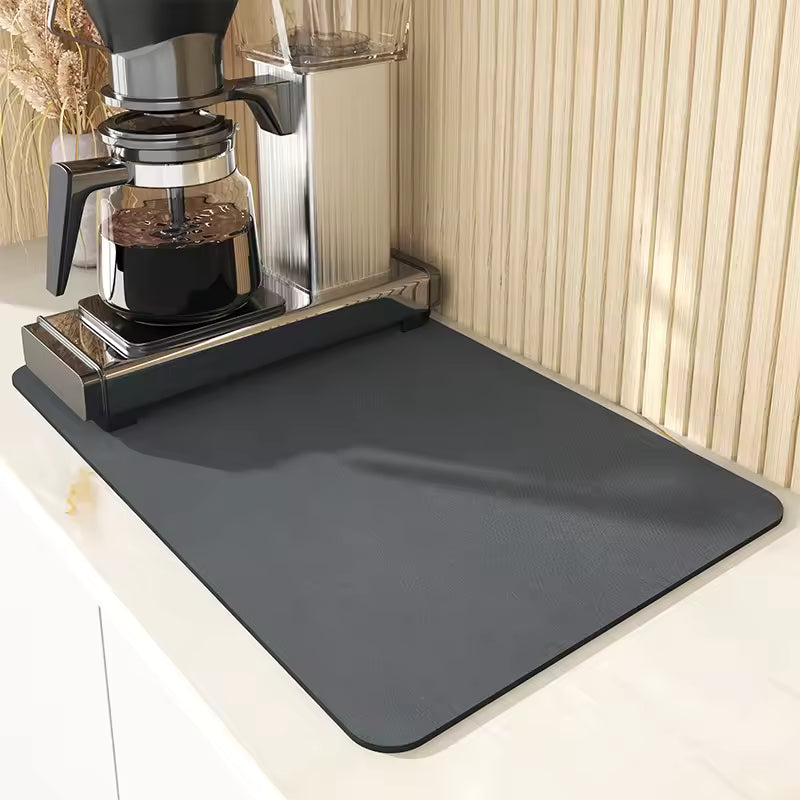 Kitchen Absorbent Mat with Anti-Slip Base – Fast Dry Dish Drainer for Sink, Coffee & Bathroom
