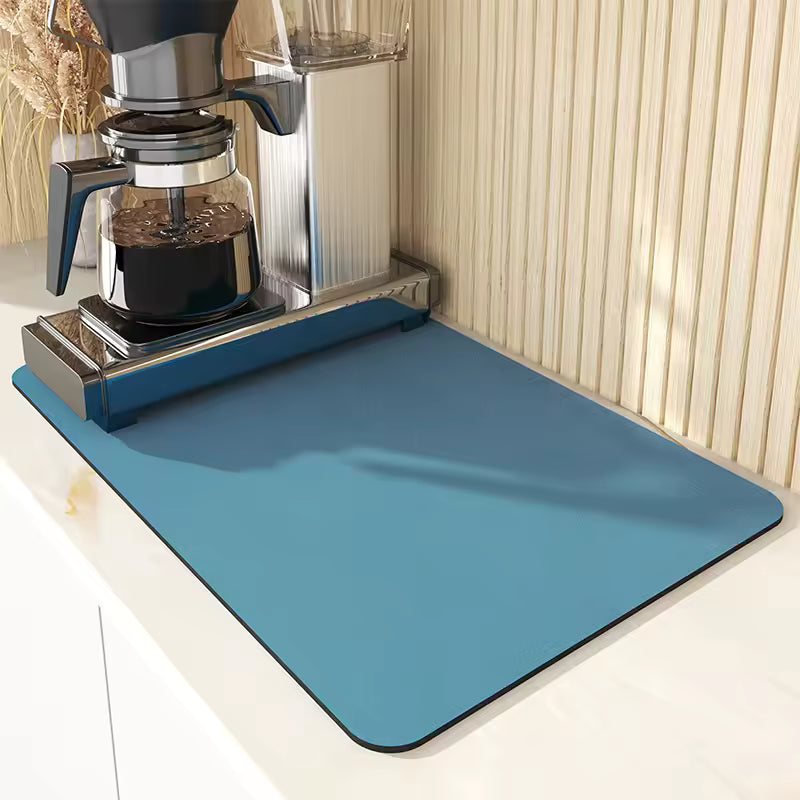 anti slip absorbent mat for kitchen countertop and dish drying area”