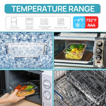 Glass Lunch Box Food Storage Container – Airtight, Meal Prep Friendly, Microwave, Oven &amp; Freezer Safe