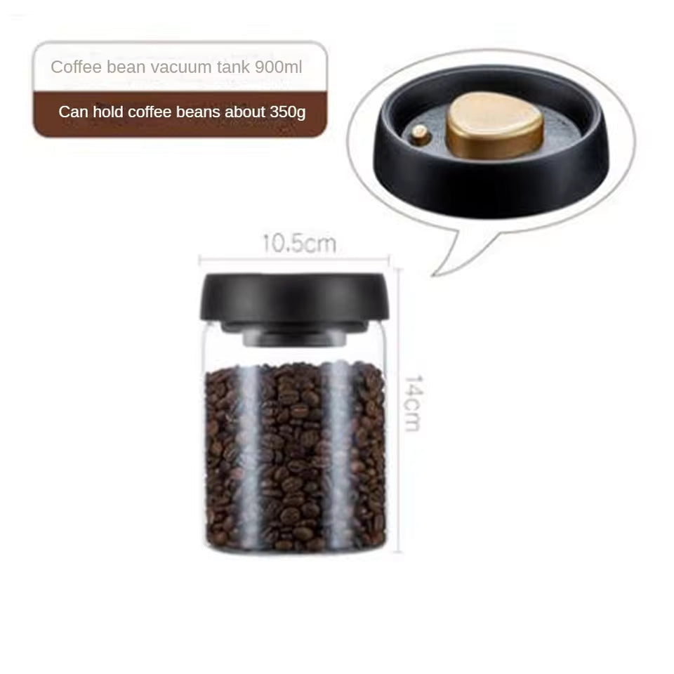 Coffee Beans Vacuum Sealed Tank Airtight Glass Storage Jar Moisture Proof Tea Food Container