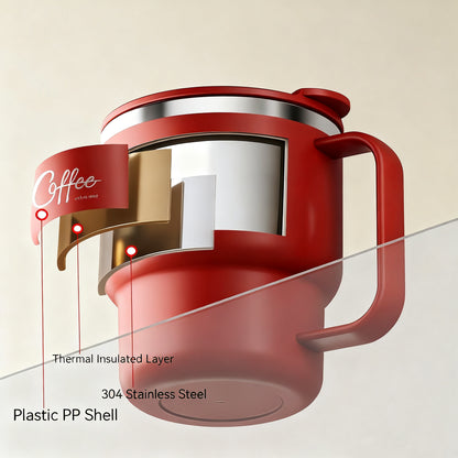 Tea Cups mug ,304 Stainless Steel Double Wall Insulated Coffee Cup with Handle ,Portable Travel Mug for Students