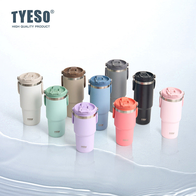 Tyeso Large Capacity Thermos Vacuum Cup Stainless Steel Coffee Mug Dual Drink Insulated Bottle Hot Cold