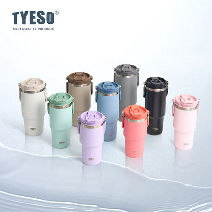 Tyeso Large Capacity Thermos Vacuum Cup Stainless Steel Coffee Mug Dual Drink Insulated Bottle Hot Cold