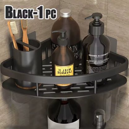 Bathroom Wall Mounted Shower Shelf – No Drill Shampoo Rack & Towel Storage Organizer