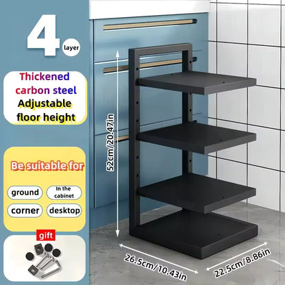 Durable heavy-duty pot and pan organizer rack for kitchen cabinets with multi-level storage system