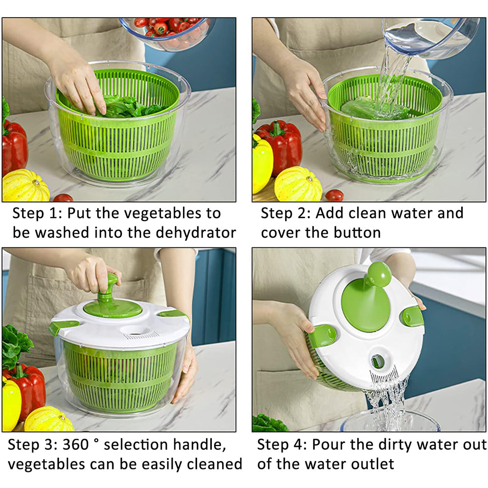 large capacity salad spinner 5 litre vegetable washer dryer kitchen colander tool”