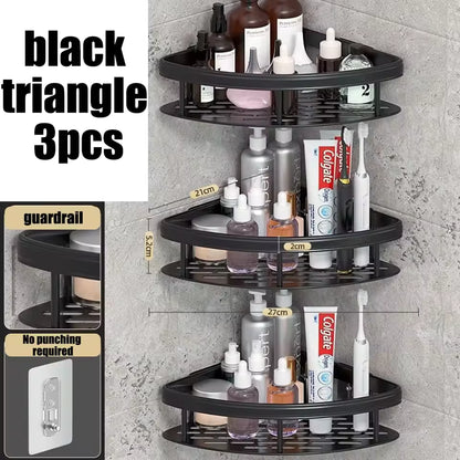 wall mounted shower shelf with strong adhesive for bathroom storage”