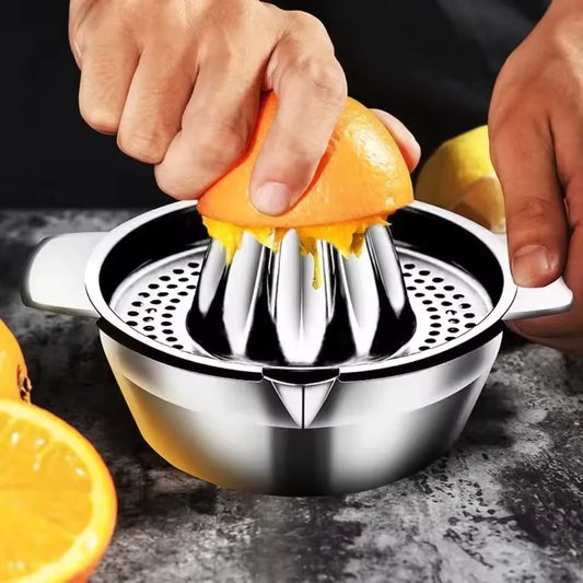 Portable stainless steel manual citrus juicer for lemons and limes