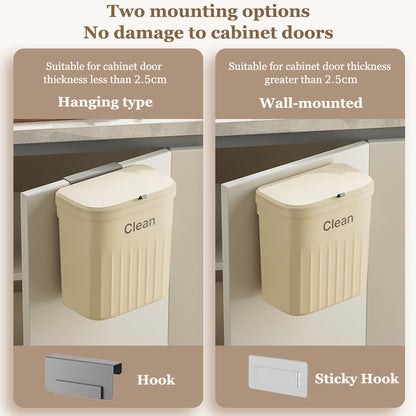 8.5L / 12L Hanging Trash Can – Wall Mounted Kitchen Cabinet Bin with Lid