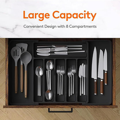 expandable cutlery drawer organizer adjustable tray