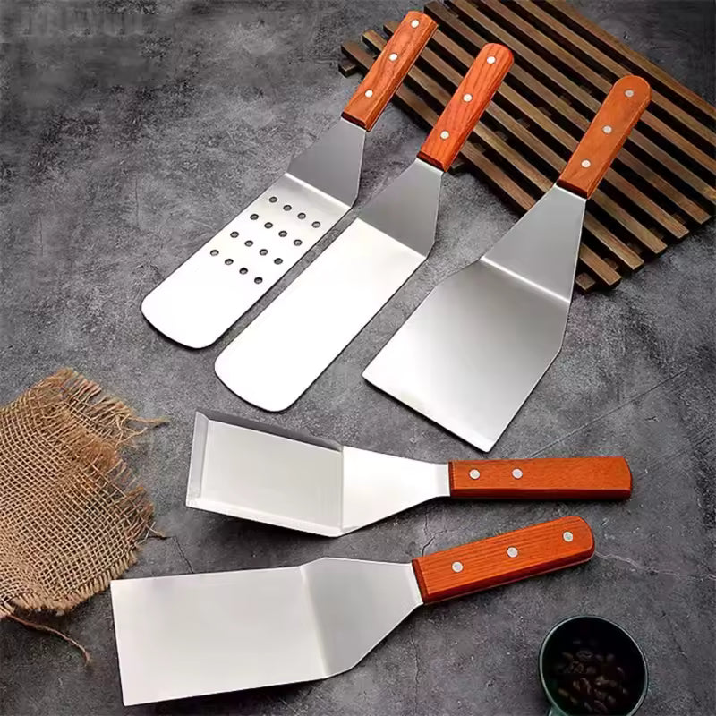 “barbecue grill accessory stainless steel spatula and scraper for outdoor cooking