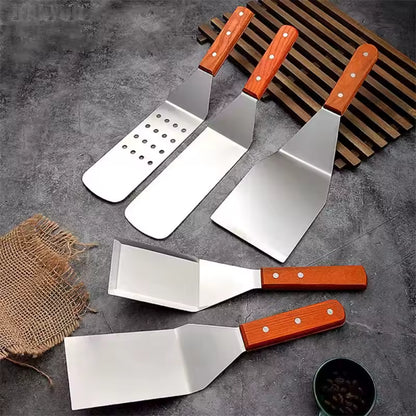 “barbecue grill accessory stainless steel spatula and scraper for outdoor cooking