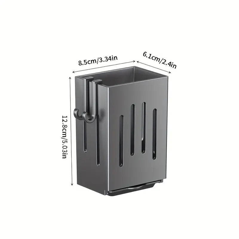 Kitchen Wall Mounted Chopstick Holder Rack – Punch-Free Cutlery Organizer with Drain Tray & Hooks